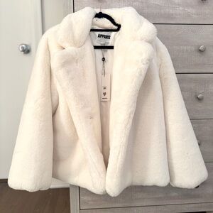 Apparis White Faux Fur Coat